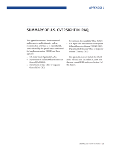 sUMMARY of U.s. oveRsiGHt in iRAq Appendix L