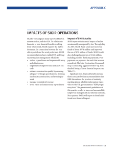 impACts of siGiR opeRAtions Appendix C impact of siGiR Audits