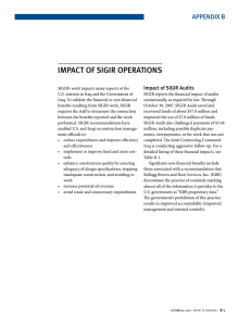 impAct of SiGir operAtionS Appendix B impact of SiGir Audits
