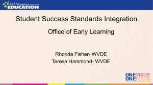 Student Success Standards Integration Office of Early Learning Rhonda Fisher- WVDE