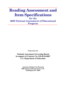 Reading Assessment and Item Specifications  for the