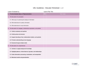 – Educator Worksheet - v. 2  UDL Guidelines Lesson Evaluated by: