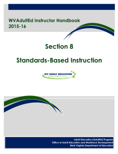 Section 8 Standards-Based Instruction  WVAdultEd Instructor Handbook