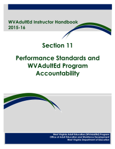 Section 11 Performance Standards and WVAdultEd Program Accountability