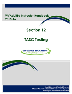 Section 12  TASC Testing WVAdultEd Instructor Handbook