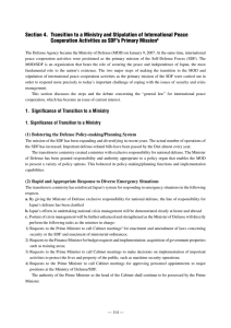 Section 4.  Transition to a Ministry and Stipulation of... Cooperation Activities as SDF’s Primary Mission