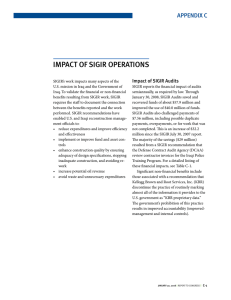 impAct of SiGiR opeRAtionS Appendix c impact of SiGiR Audits