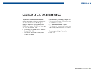 SUmmARY of U.S. oveRSight in iRAq Appendix n