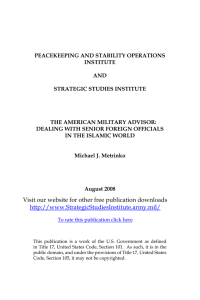 PEACEKEEPING AND STABILITY OPERATIONS INSTITUTE AND STRATEGIC STUDIES INSTITUTE