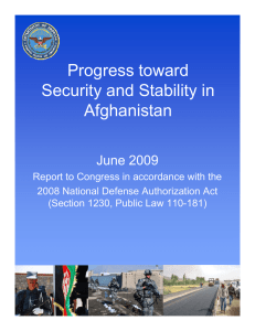 Progress toward Security and Stability in Afghanistan June 2009