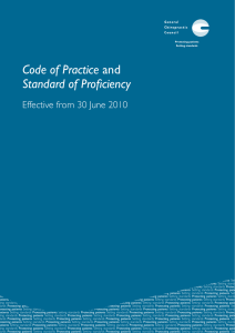 Code of Practice Standard of Proficiency Effective from 30 June 2010 1