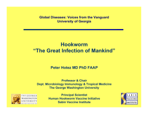 Hookworm “The Great Infection of Mankind” Peter Hotez MD PhD FAAP
