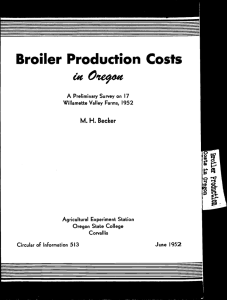 Broiler Production Costs June 1952 Agricultural Experiment Station Oregon State College
