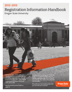 Registration Information Handbook 2012-2013 Oregon State University