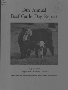 19th Annual Beef Cattle Day Report May 13, 1978 Oregon State University, Corvallis