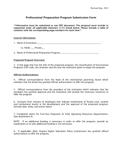 Professional Preparation Program Submission Form Revised Sep., 2012