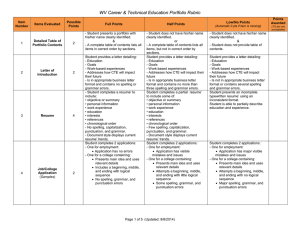 WV Career &amp; Technical Education Portfolio Rubric