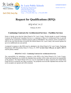 Request for Qualifications (RFQ) St. Lucie Public Schools RFQ #FAC 14-22