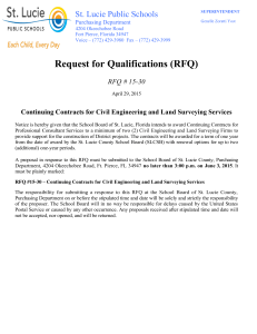 Request for Qualifications (RFQ) St. Lucie Public Schools RFQ # 15-30