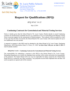 Request for Qualifications (RFQ) St. Lucie Public Schools RFQ #FAC 14-32