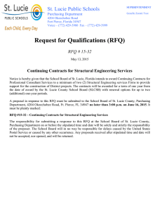 Request for Qualifications (RFQ) St. Lucie Public Schools RFQ # 15-32