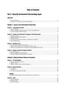 Table of Contents Part I  Security Environment Surrounding Japan Overview