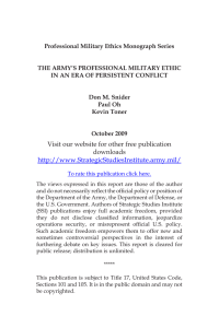 Professional Military Ethics Monograph Series THE ARMY’S PROFESSIONAL MILITARY ETHIC