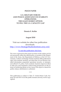 PKSOI PAPER U.S. MILITARY FORCES AND POLICE ASSISTANCE IN STABILITY OPERATIONS: