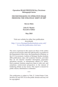 Operation IRAQI FREEDOM Key Decisions Monograph Series DECISIONMAKING IN OPERATION IRAQI