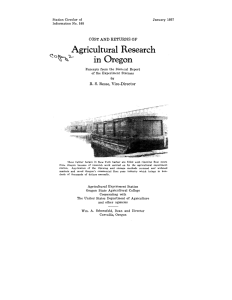 Agricultural Research in Oregon COST AND RETURNS OF January 1937