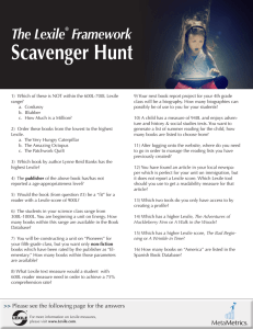 Scavenger Hunt The Lexile Framework ®