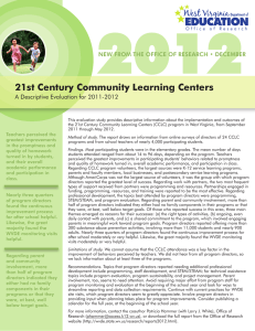 2012 21st Century Community Learning Centers A Descriptive Evaluation for 2011-2012