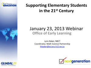 January 23, 2013 Webinar Supporting Elementary Students in the 21