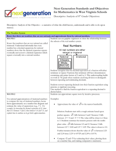 Next Generation Standards and Objectives for Mathematics in West Virginia Schools