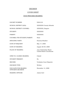 DECISION  COVER SHEET DUE PROCESS HEARING