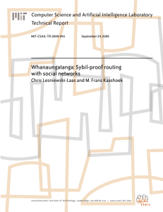 Whanaungatanga: Sybil-proof routing with social networks Computer Science and Artificial Intelligence Laboratory