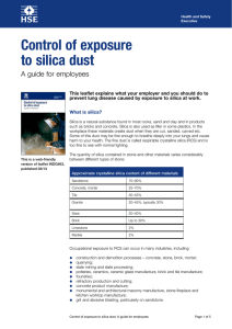 Control of exposure to silica dust A guide for employees