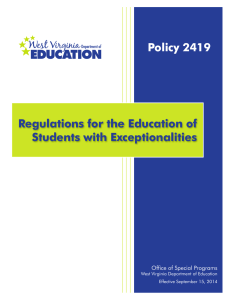 Regulations for the Education of Students with Exceptionalities Policy 2419