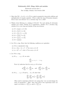 Mathematics 2215: Rings, fields and modules Homework exercise sheet 1