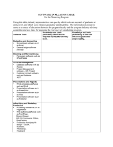 SOFTWARE EVALUATION TABLE For the Marketing Program