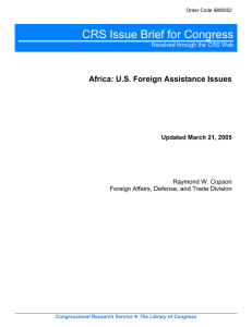 CRS Issue Brief for Congress Africa: U.S. Foreign Assistance Issues