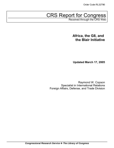 CRS Report for Congress Africa, the G8, and the Blair Initiative