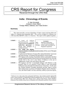 CRS Report for Congress India: Chronology of Events Summary