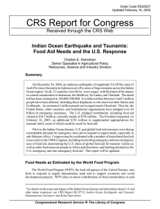 CRS Report for Congress Indian Ocean Earthquake and Tsunamis: