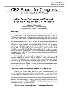 CRS Report for Congress Indian Ocean Earthquake and Tsunami: