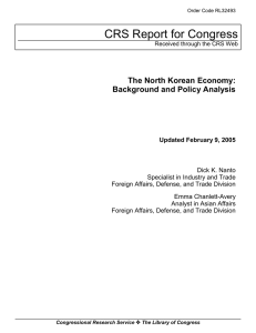 CRS Report for Congress The North Korean Economy: Background and Policy Analysis