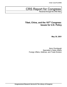 CRS Report for Congress Tibet, China, and the 107 Congress: