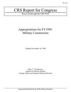 CRS Report for Congress Appropriations for FY1999: Military Construction