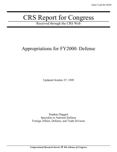 CRS Report for Congress Appropriations for FY2000: Defense