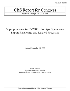 CRS Report for Congress Appropriations for FY2000:  Foreign Operations,